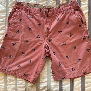 Vintage Izod Preppy Lobster Print Men’s Dusty Pink Summer Shorts